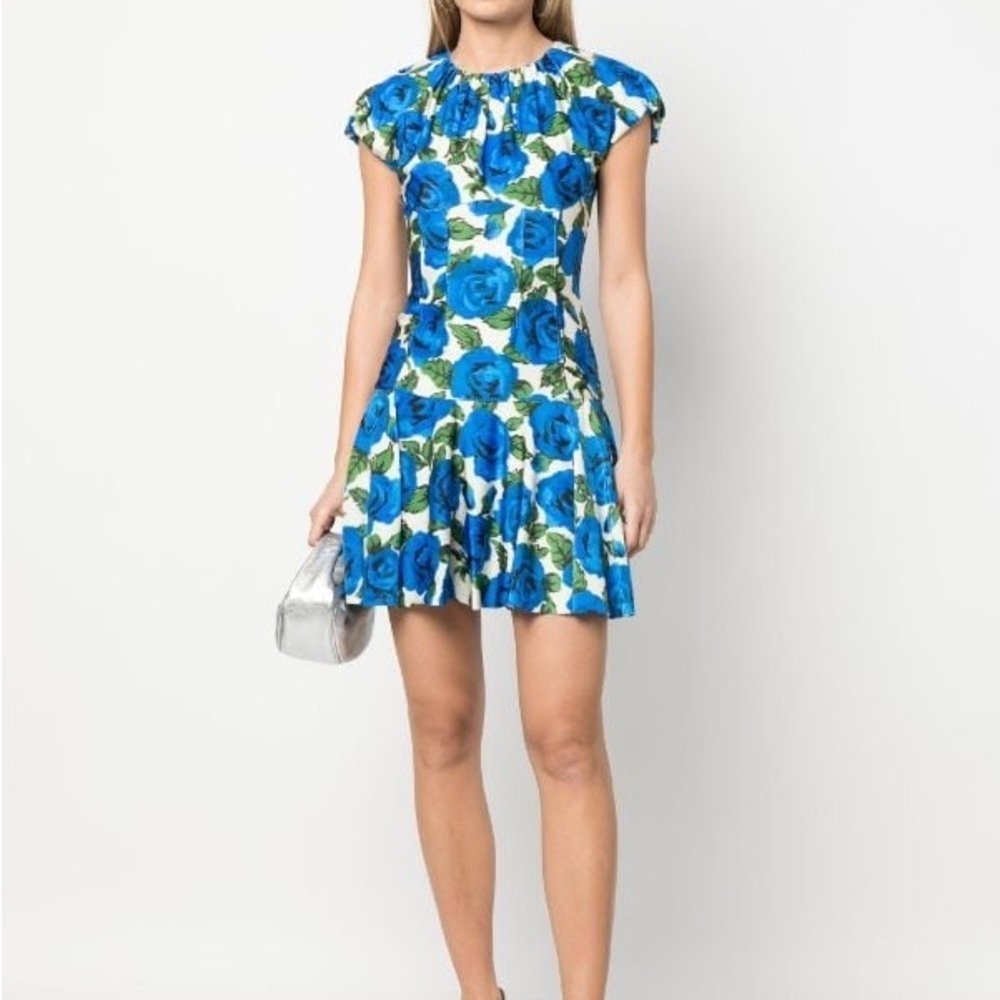 Philosophy Di Lorenzo Serafini‎ blue and white floral print dress cap sleeves